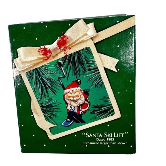 Vtg Hallmark Keepsake Ornaments Lot of 3 Santa Ski Lift Reindeer Sled Snowmobile - Picture 14 of 16